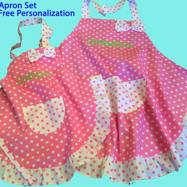 Mother Daughter Aprons (set of 2) or Grandmother Granddaughter aprons