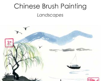 Chinese Brush Painting Landscape eBook - Digital Download - Sumi-e Ink Painting - Printable Booklet - Guide - Learn