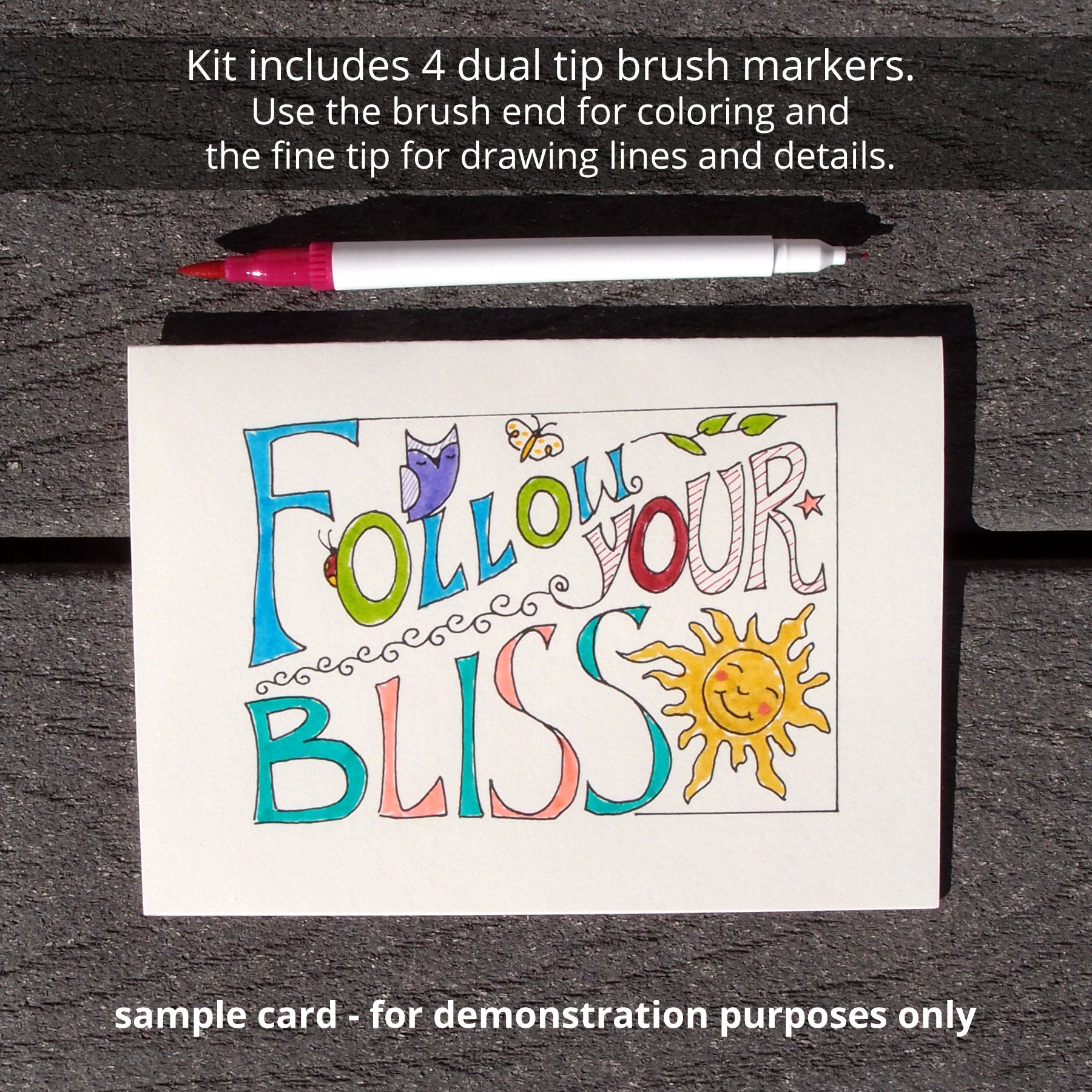 Everyday Fun Coloring Greeting Card Kit Color Your Own - Etsy