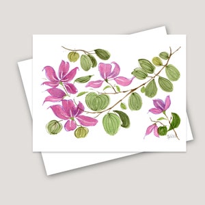 Orchid Vine Watercolor Greeting Card: Floral Botanical Art Print