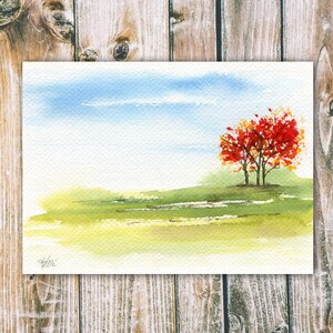 Colorful Trees Original Watercolor Landscape Painting