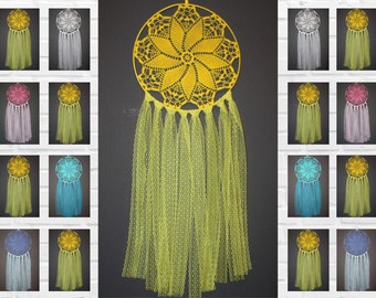 Crochet Dreamcatcher, Grand capteur de rêves, Art mural de chambre à coucher, Décoration de crèche pour filles