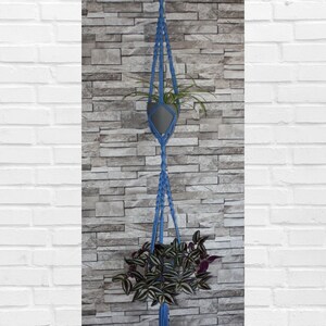 Macrame Double Plant Holder, Cotton Plant Hanger, Hanging Planter, Woven Wall Hanging