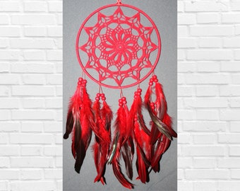 Mandala Dreamcatcher, Crochet Wall Hanging, Feather Dreamcatcher, Boho Bedroom Decor