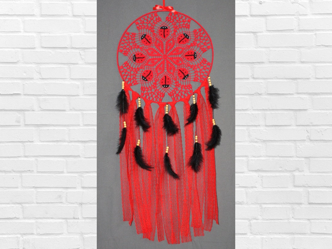Ladybug Dreamcatcher, Large Dream Catcher, Baby Room Decor, Babyshower