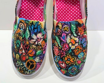 SAMPLE: "Maisie" handpainted shoes (Women’s Size 9)