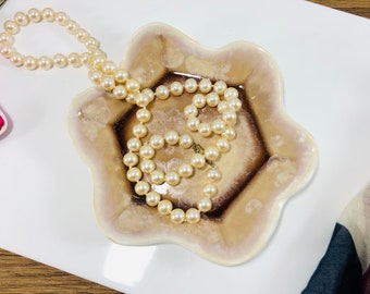 Rose Gold Handmade Ceramic Trinket Dish 5" / Jewelry Dish / Hexagon Tray