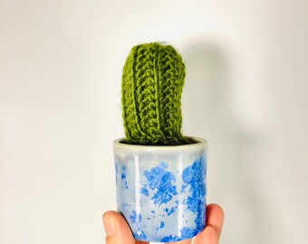 Crystalline Vase with Crochet Succulent