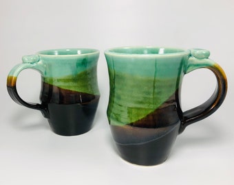 Blue and Brown with Green 10 oz Mug / Coffee Mug