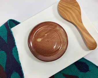 Speckled Brown Spoon Rest / Handmade Dish