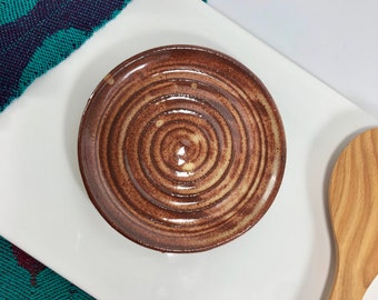 Brown and Cream Swirled Spoon Rest / Handmade Dish