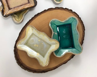 5" Handmade Ceramic Trinket Dish / Jewelry Dish / Small Rectangular Tray
