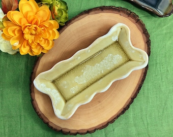 8" ręcznie robiony ceramiczny talerzyk na drobiazgi / talerzyk na biżuterię / średnia prostokątna taca