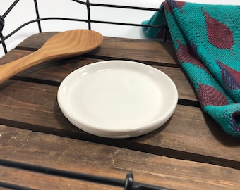 White Spoon Rest / Handmade Dish