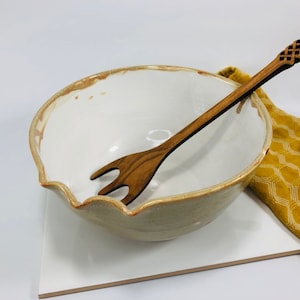 Cream and White Serving Bowl / Dinner / Hostess Gift / Housewarming Gift
