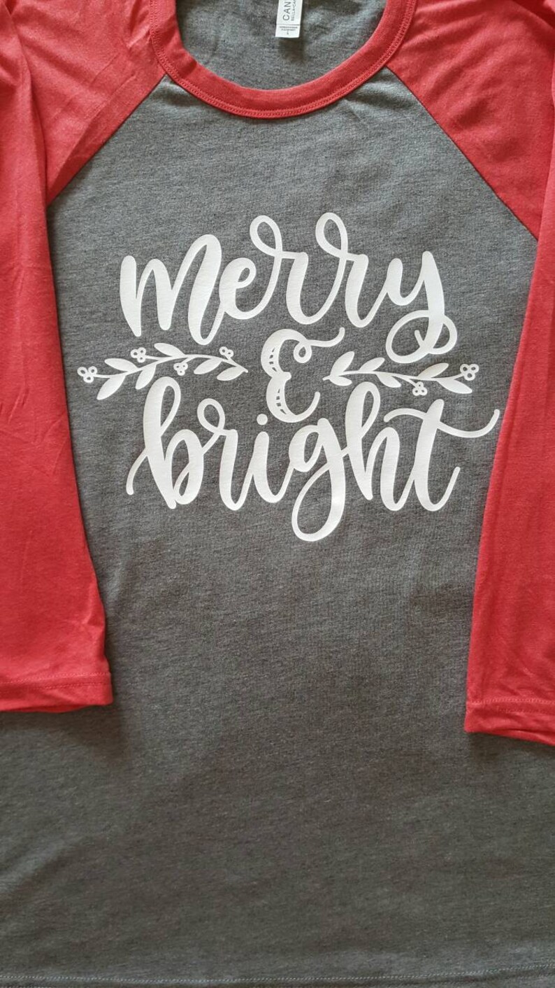 Merry and Bright Raglan Shirt Christmas Shirt Christmas | Etsy