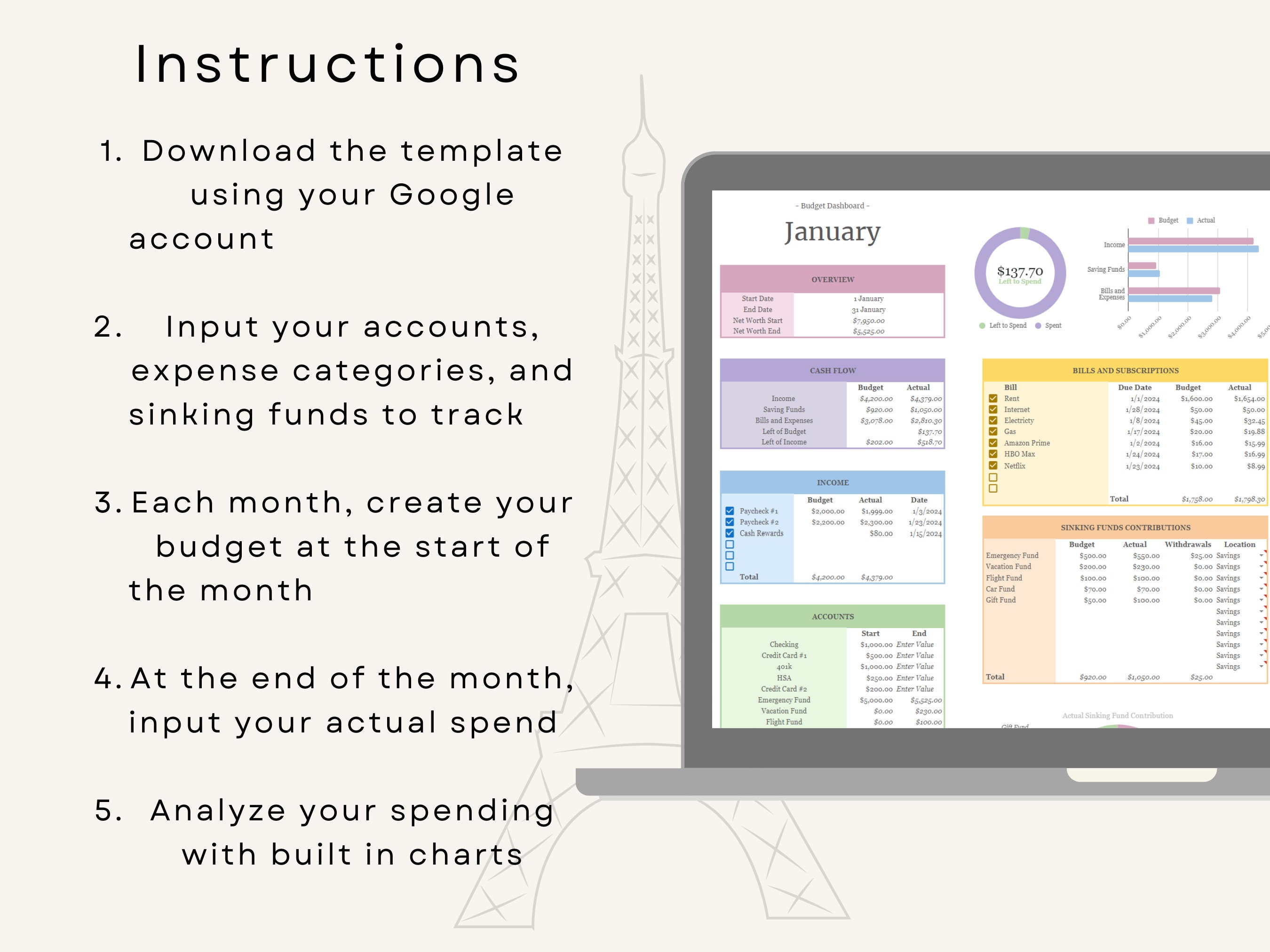 Basic Budget Template for Google Sheets | Monthly Budget Tracker With ...