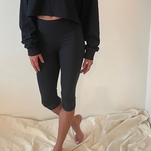 Capri Hemp, Organic Cotton BASE LAYER Leggings Thin Fabric Black