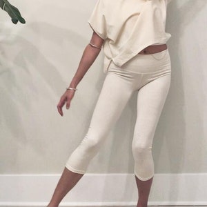 Capri Hemp, Organic Cotton BASE LAYER Leggings Thin Fabric Cream