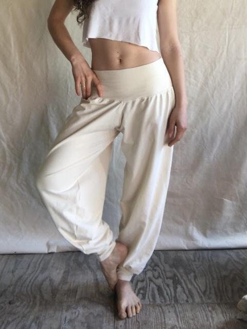 Women White Cotton Yoga Lounge Pants – Raising Vibrations Clothing