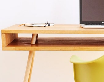 Modern Wood Desk With Storage, Home Writing Desk, Wooden Desk, Office Furniture, Home Office Desk, Live Edge Desk, Laptop Desk, School Desk