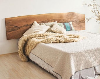 Live Edge Headboard King, Headboard Queen, King Headboard, Cabecero de madera, Tablero de cama de nogal, Marco de cama Queen, Cabecero Boho, Cama de borde en vivo