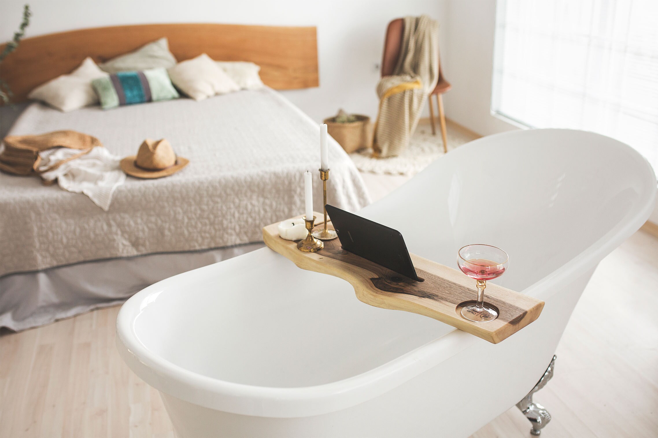 Bathtub Board Wood Bathtub Tray Boho Bath Plank Modern Etsy Canada