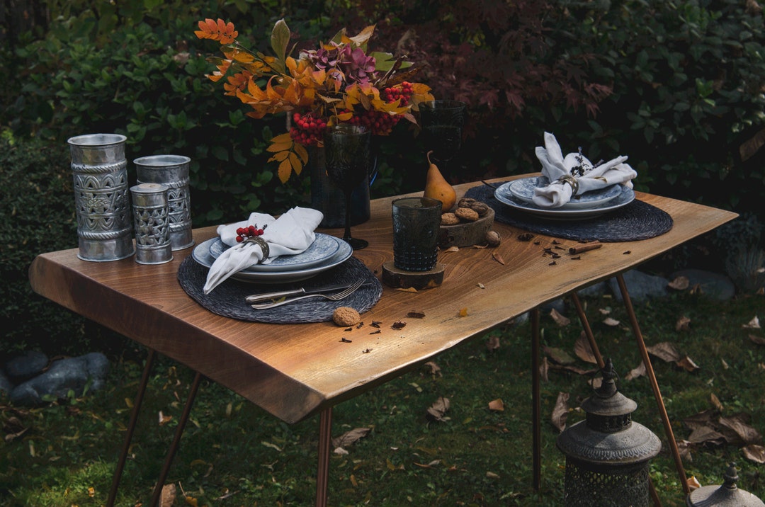 Outdoor Dining Table Wooden Garden Table Solid Wood Patio - Etsy