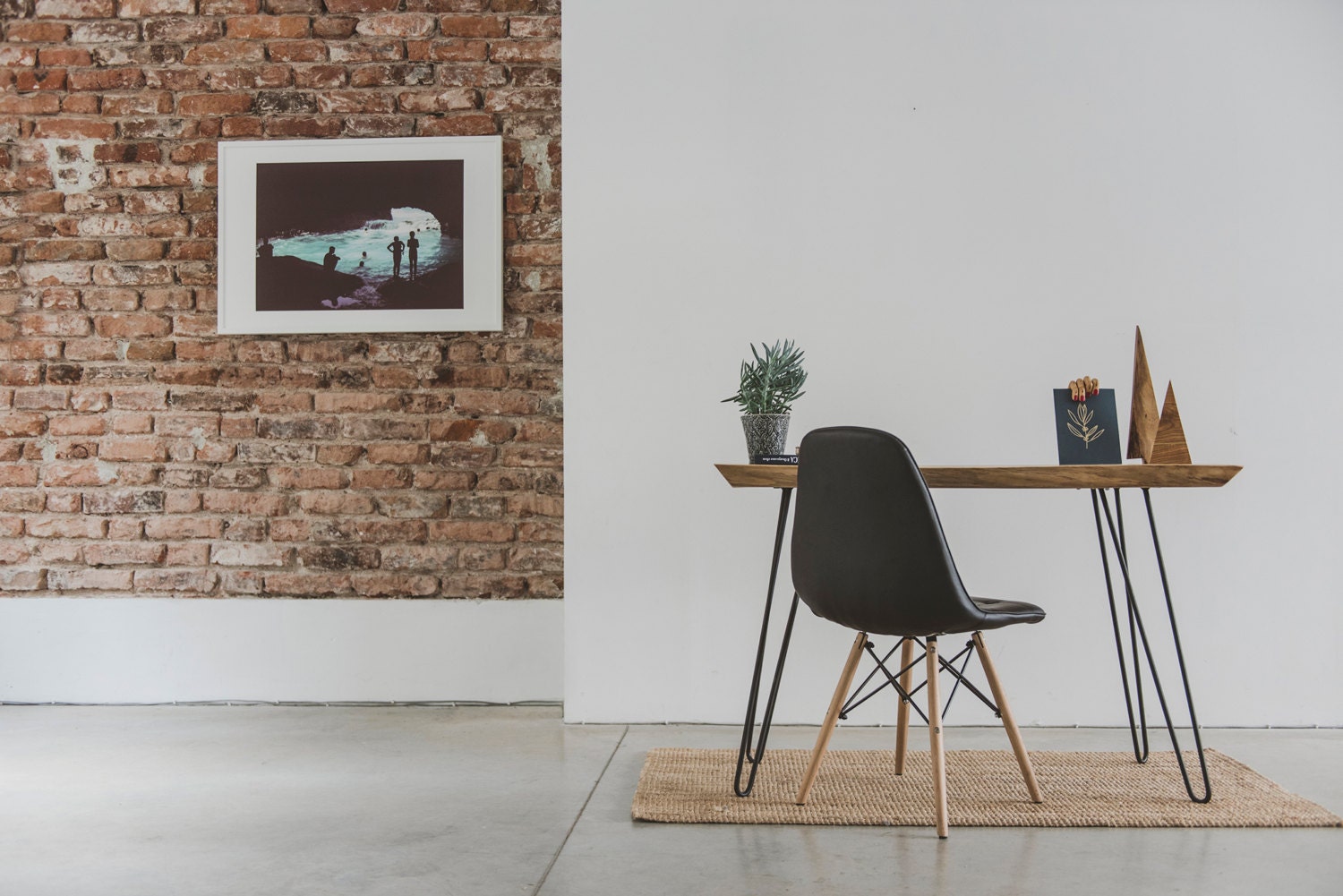 Bureau en Bois, Bureau d'écriture, Bois Massif, Bord Brut Fait à La Main, Meubles Récupéré, de Burea