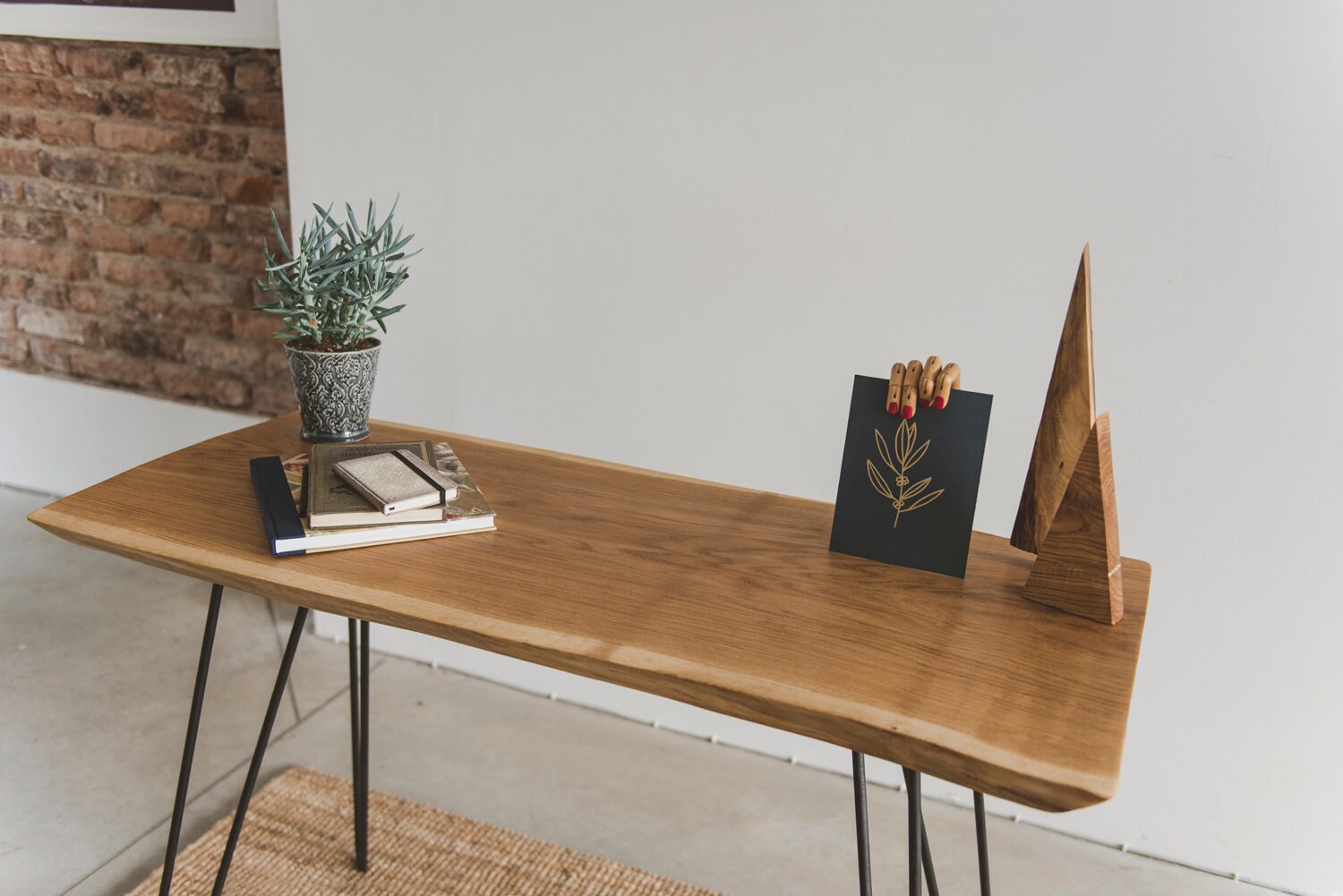 Warm Wood Oak Desk Raw Edge Wooden Desk Back to School Desk Etsy