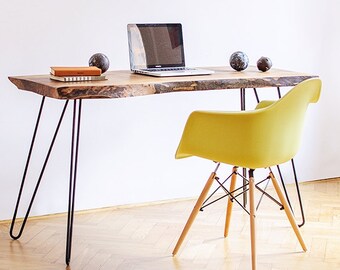 Raw Edge Slab Desk, Live Edge Desk, Reclaimed Wood Desk, Walnut Desk, Rustic Wood Table, Natural Wood Desk, Solid Wood Table, Drifted Wood