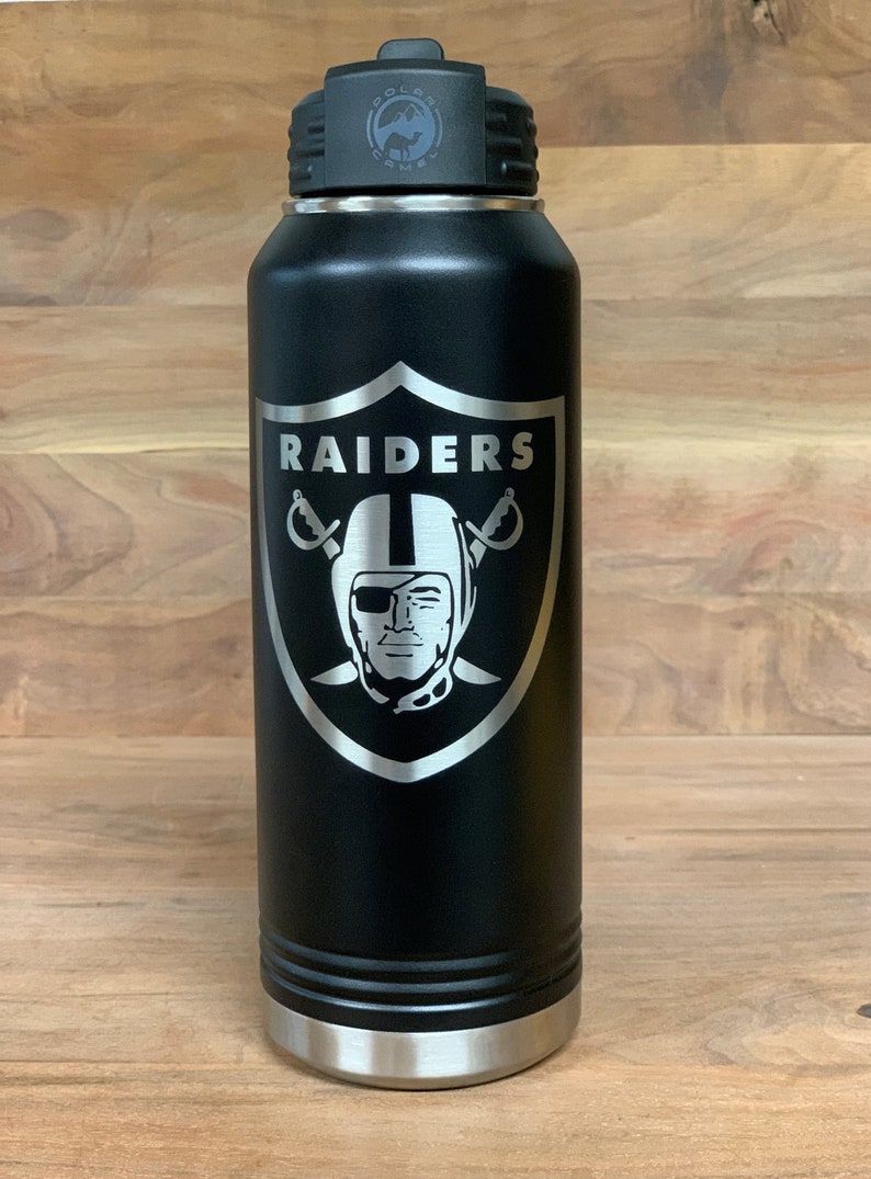 32oz Water Bottle Black Las Vegas Raiders Football Logo Etsy