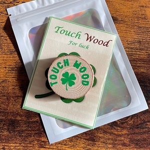 TOUCH HOLZ Viel Glück Kleine Tasche Geschenkkarte Für jeden Anlass Vinyl Gedruckt Touch Holz Kleeblatt Gedicht Geschenktasche Neuer Job Hochzeit Irisch