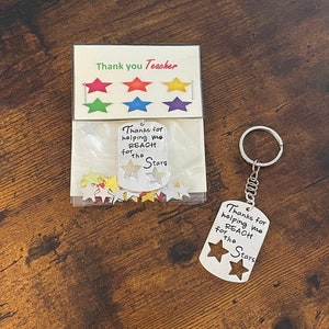 OBRIGADO por me ajudar a alcançar as estrelas PROFESSOR etc chaveiro pingente pingente estrelas cartão laminado presente para qualquer ocasião final de ano natal