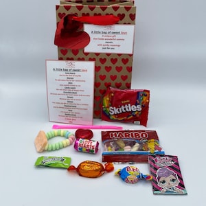 LOVE OR HATE Süßigkeiten Geschenk Set mit skurrilen Bedeutungen Spaß Neuheit Survival Kit Valentine Geburtstag Geschenktüte Poem Card Popping Candy Watch Hearts