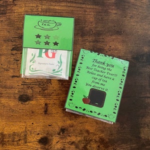 Professor fim de semestre divertido novidade peculiar tenha um presente de chá de xícara para colocar dentro do cartão obrigado presente saco selado relaxe estrelas verdes laminadas natal