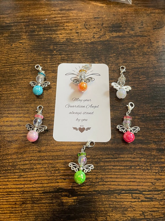 Guardian ANGEL Keepsake Charm In Many Colours Lobster Clasp On Card For Any occasion Christening Birthday Stand By You Shimmer Gift Bag Set