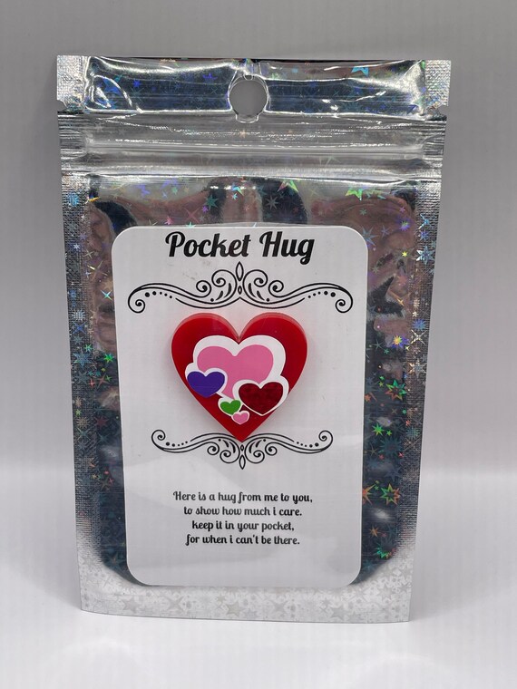 LOVE HEARTS Pocket Hug Me Heart Keepsake Credit Card Size Gift Keep Inside Purse Wallet Bag Poem Gift Bag hug for when I’m not there gift