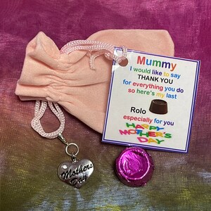 MAMAN Dernier Rolo pour que vous puissiez dire merci cadeau amusant sac en velours breloque en argent chocolat au choix couleurs amusant original maman maman nan nounou