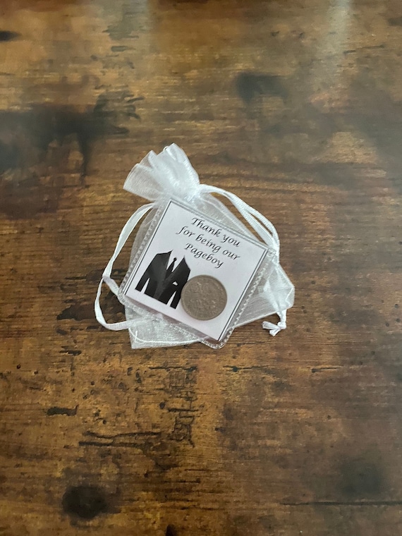 THANK YOU Lucky Sixpence Coin Keepsake Extra Gift Bag For Best-man Usher Pageboy Father Of Bride Groom Wallet Tuxedo Poem Wedding Day Card