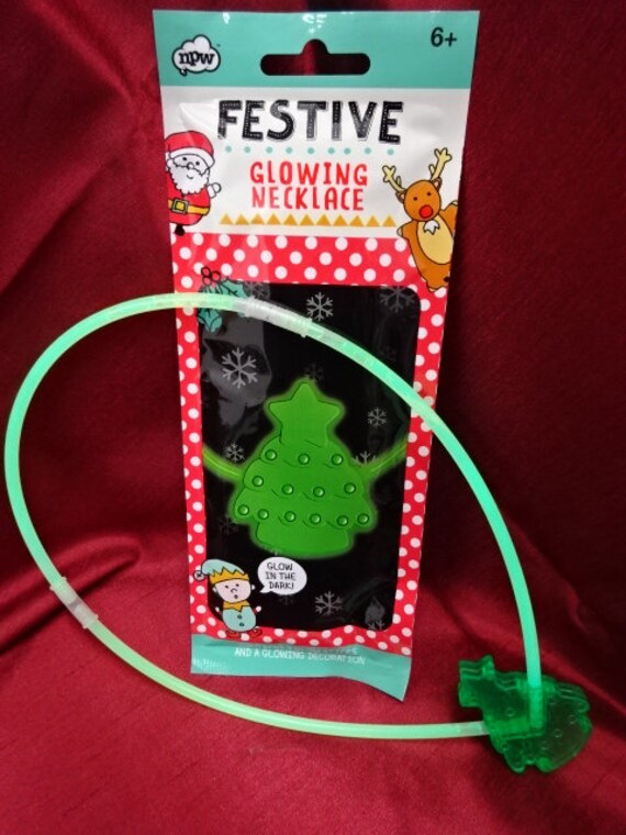 Festive Party Necklace Christmas Tree Green Glow In The Dark Fab Fun Quirky Gift Glow Sticks Glowing Works House Party