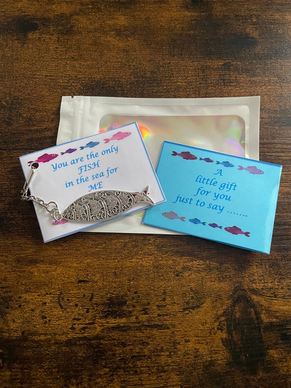 You are the only FISH in the sea for ME charm pendant novelty gift card birthday valentine anyone fishing lover shimmer bag