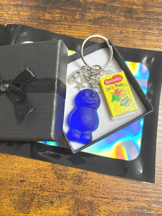 Personalised Initial Letter Charm Jelly Babies Key Ring Charm Set Any Colour Sweet Style Resin Made Gift Loved One Thank You Bassetts Stars