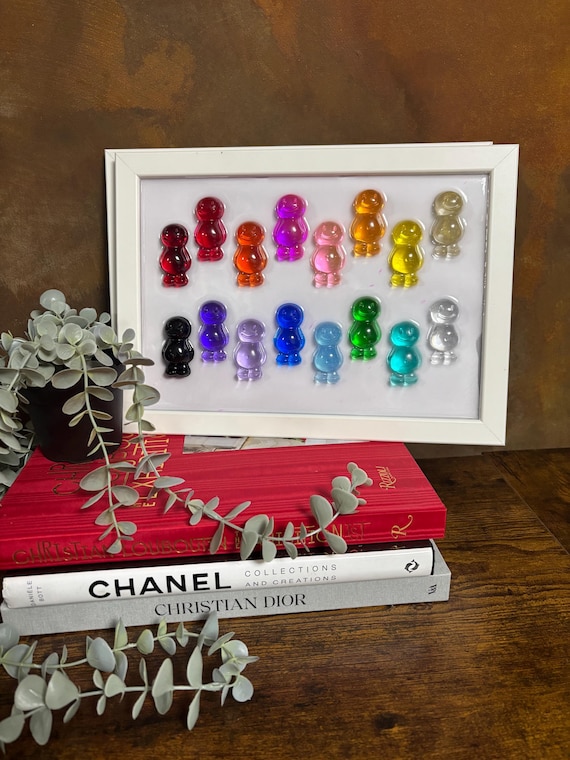 16 Mix Colour Jelly Babies Pop Art Frame Multi Colours Fun Novelty Unique Gift Rainbow Colours Wall Art handmade Small Business Sweets Fun