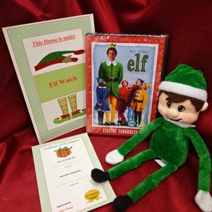 ELF DVD i Elf Pluszowy Miś Zielony Z Certyfikatem Adopcyjnym Elf Karta Okna Wigilijnego Tradycja I Wspaniałe Wspomnienia