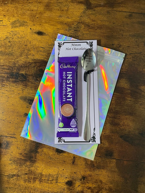 My Hot Chocolate Spoon Sachet Cadburys Carded Long Spoon Fun Novelty Keepsake Shimmer Gift Bag Any Occasion