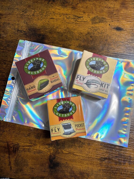 Trio Set Novelty FISHING Survival Kits Fun Novelty Gifts Hand Warmer Protector Fly Tying Books Quirky Party Favour Secret Santa Keepsake