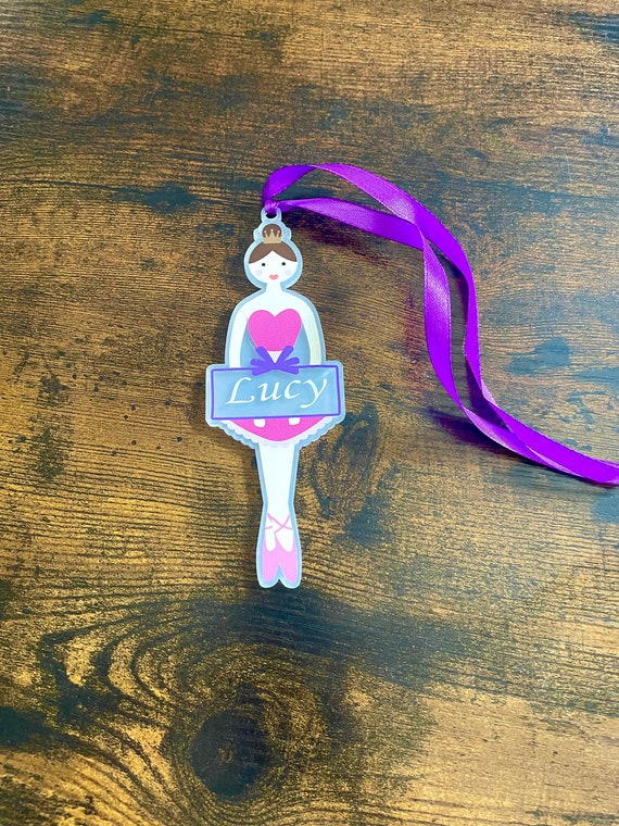 Personalised Ballerina Tree Or Wall Hanger Decoration Keepsake Gift Ribbon Gift Bag Birthday Christmas Ballet Any Name Vinyl Print Acrylic