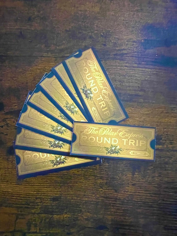 Polar Express Train Style Ticket Double Sided Christmas Stocking Filler Gift Believe Magical Buy 1 Get 1 Free 80grams shiny paper 11cm long