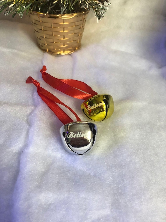 Large 4cm Jingle Bell Believe Etched Gold Silver Polar Express Style Lost Bell Santa Reindeer Keepsake Fun Train Ride More You Buy Less Cost